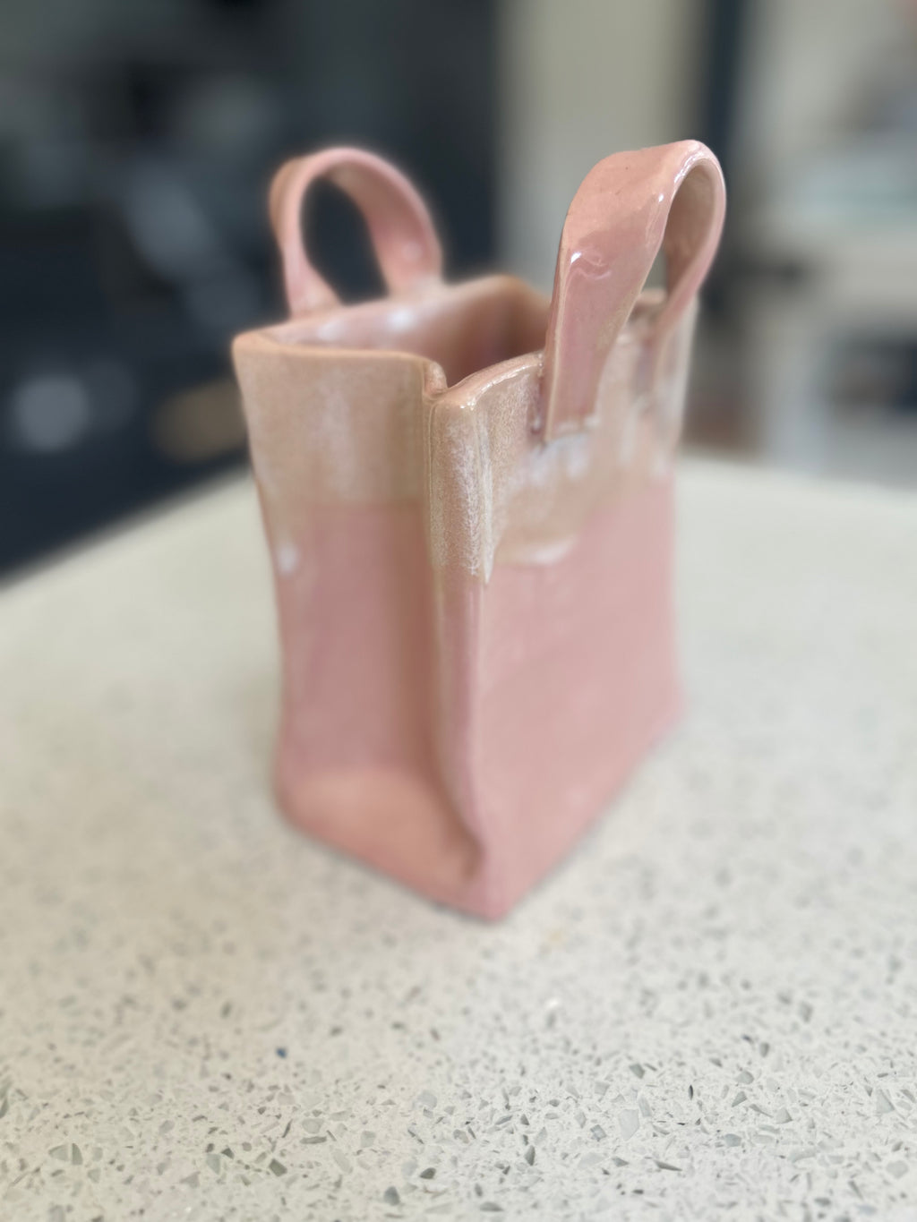 Pink Glazed Handbag Vase