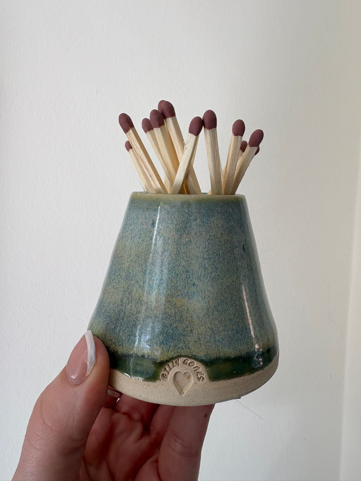 Ceramic Candle Holder - Blue Glaze - Gilly Gonks